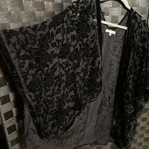 Woven Heart Black Velvet Shawl OS